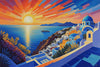 Santorini Sunset Wallpaper, Oil Painting Mural, Oversized Custom Size Wall Art, Non - Woven, Non - Adhesive, Modern Wall Paper, Removable - Adawall Wallpaper - Registered Trade Accounts Only, Wallpaper Wholesale Account - W77609 - Adawall Wholesale - Wallpaper Wholesaler