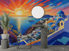 Santorini Sunset Wallpaper, Oil Painting Mural, Oversized Custom Size Wall Art, Non - Woven, Non - Adhesive, Modern Wall Paper, Removable - Adawall Wallpaper - Registered Trade Accounts Only, Wallpaper Wholesale Account - W77609 - Adawall Wholesale - Wallpaper Wholesaler