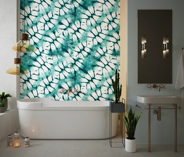 Shibori Green Tones Wallpaper, Seamless Pattern Mural, Oversized Custom Size Wall Art, Non - Woven, Non - Adhesive, Modern Wall Paper, Removable - Adawall Wallpaper - Registered Trade Accounts Only, Wallpaper Wholesale Account - W77570 - Adawall Wholesale - Wallpaper Wholesaler