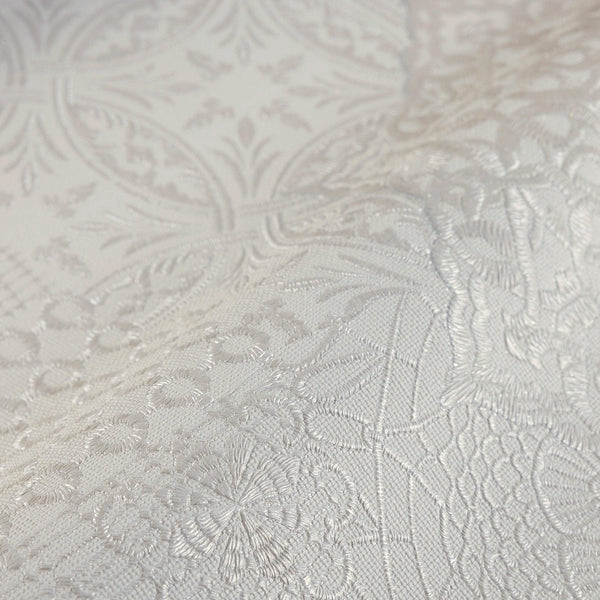Silver Damask Quilted 3D Embossed wallpaper, Flocked Rich Textured Velvet Feel Luxury Wallcovering - Walloro High End Wallcoverings & More