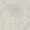 Silver Damask Quilted 3D Embossed wallpaper, Flocked Rich Textured Velvet Feel Luxury Wallcovering - Walloro High End Wallcoverings & More