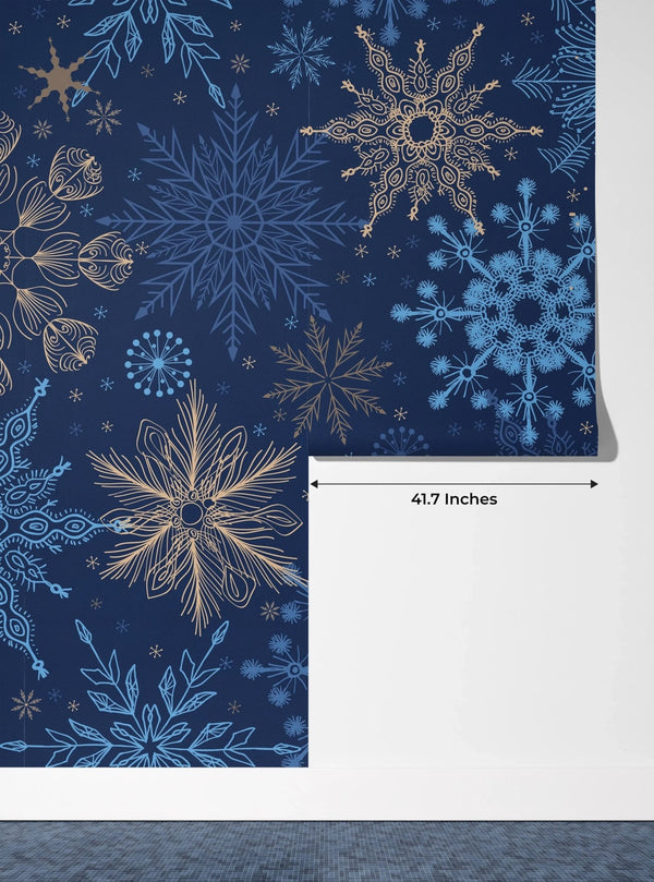 Snowflakes Wallpaper, Seamless Pattern Mural, Oversized Custom Size Wall Art, Non - Woven, Non - Adhesive, Modern Wall Paper, Removable - Adawall Wallpaper - Registered Trade Accounts Only, Wallpaper Wholesale Account - W78028 - Adawall Wholesale - Wallpaper Wholesaler