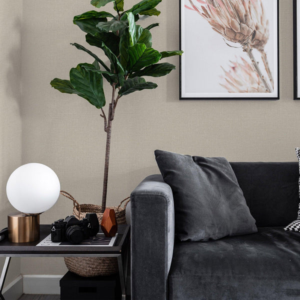 Solid Color Linen Textured Wallpaper, Light Beige Modern Neutral Colors Non-Pasted Wallcovering - Walloro High End Wallcoverings & More