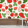 Strawberries, White Background Wallpaper, Seamless Pattern Mural, Oversized Custom Size Wall Art, Non - Woven, Non - Adhesive, Modern Wall Paper, Removable - Adawall Wallpaper - Registered Trade Accounts Only, Wallpaper Wholesale Account - W78044 - Adawall Wholesale - Wallpaper Wholesaler