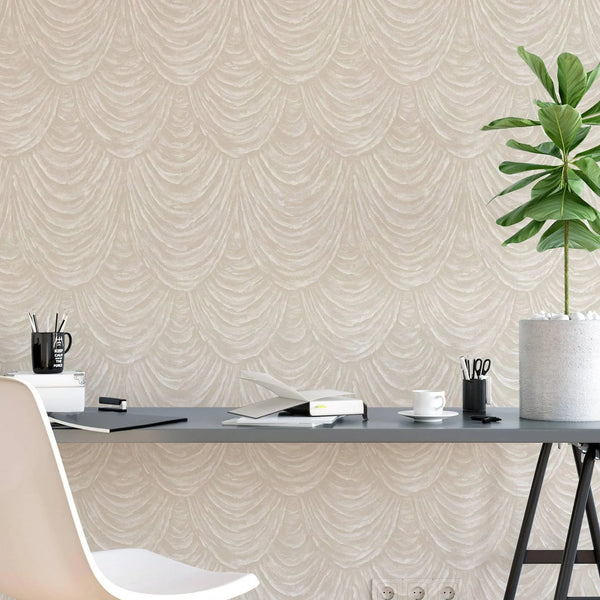 Stylish Beige Striped Embossed Wallpaper, Home Wall Decor, Aesthetic Wallpaper, Textured Wallcovering Non - Adhesive - 41.7”W X 393”H - Adawall Wallpaper - Registered Trade Accounts Only, Wallpaper Wholesale Account - W1005-2 - Adawall Wholesale - Wallpaper Wholesaler