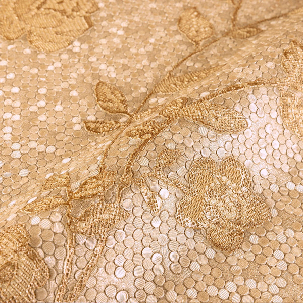 Stylish Golden Pattern Floral Embossed Wallpaper, Home Wall Decor, Aesthetic Wallpaper, Textured Wallcovering Non-Adhesive, Honeycomb Decor - Walloro High End Wallcoverings & More