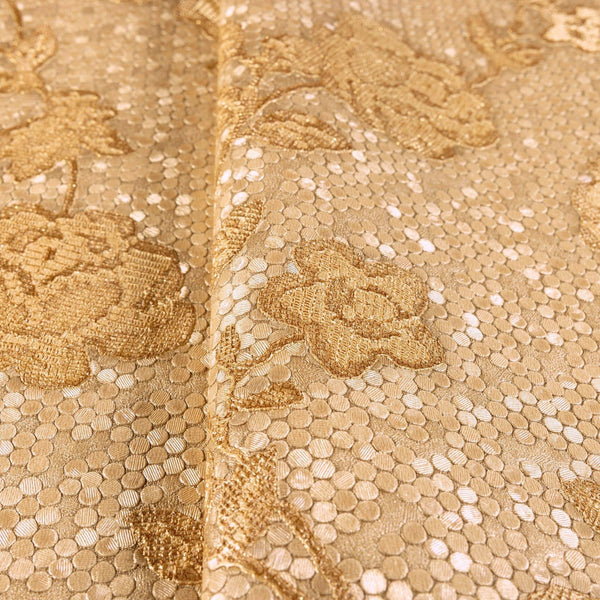 Stylish Golden Pattern Floral Embossed Wallpaper, Home Wall Decor, Aesthetic Wallpaper, Textured Wallcovering Non-Adhesive, Honeycomb Decor - Walloro High End Wallcoverings & More