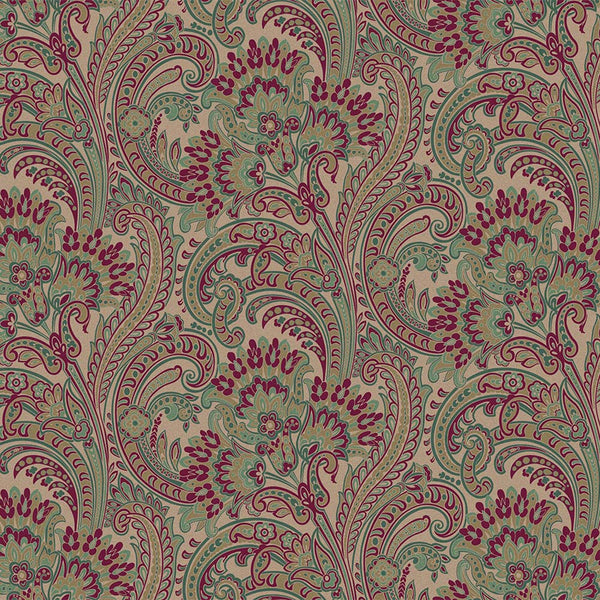 Stylish Paisley Green Red Wallpaper, Textured Wallcovering, Large 114 sq ft Roll, Washable, Home Wall Decor, Accent Wall Paper, Washable - Adawall Wallpaper - Registered Trade Accounts Only, Wallpaper Wholesale Account - 4711-2 - Adawall Wholesale - Wallpaper Wholesaler