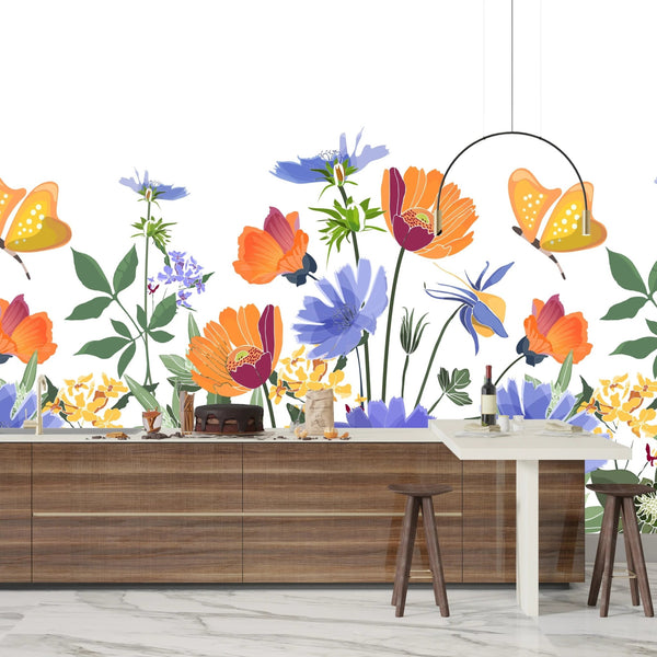 Summer Flowers Wallpaper, Seamless Pattern Mural, Oversized Custom Size Wall Art, Non - Woven, Non - Adhesive, Modern Wall Paper, Removable - Adawall Wallpaper - Registered Trade Accounts Only, Wallpaper Wholesale Account - W78071 - Adawall Wholesale - Wallpaper Wholesaler
