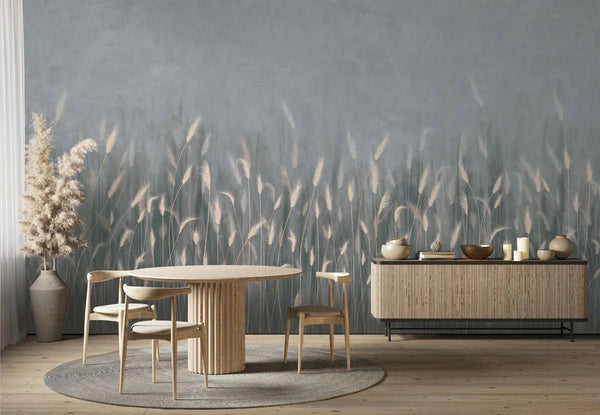 Swaying Wheat Field Wall Mural, Gray Blue Windy Wheat Wallpaper, Large Nature Custom Size Wall Covering, Non - Woven, Non - Pasted, Removable, Washable - Adawall Wallpaper - Registered Trade Accounts Only, Wallpaper Wholesale Account - SE302-4 - Adawall Wholesale - Wallpaper Wholesaler