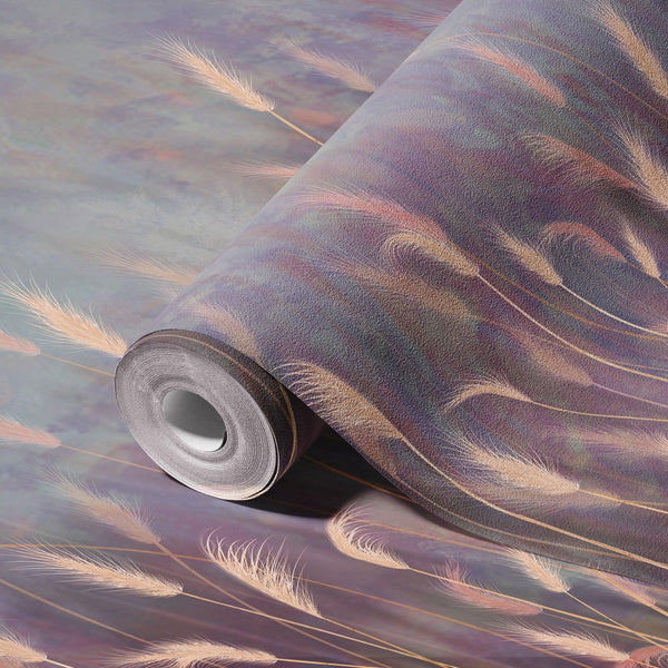 Swaying Wheat Field Wall Mural, Purple Windy Wheat Wallpaper, Large Nature Custom Size Wall Covering, Non - Woven, Non - Pasted, Removable, Washable - Adawall Wallpaper - Registered Trade Accounts Only, Wallpaper Wholesale Account - SE302-3 - Adawall Wholesale - Wallpaper Wholesaler