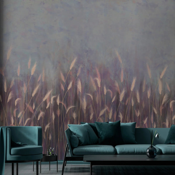 Swaying Wheat Field Wall Mural, Purple Windy Wheat Wallpaper, Large Nature Custom Size Wall Covering, Non - Woven, Non - Pasted, Removable, Washable - Adawall Wallpaper - Registered Trade Accounts Only, Wallpaper Wholesale Account - SE302-3 - Adawall Wholesale - Wallpaper Wholesaler