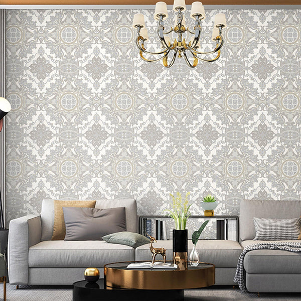 Timeless Design 3D Embossed Damask Wallpaper, Silver, White Luxury Velvet Feeling Wallcovering, Large 114 sq ft Roll - Adawall Wallpaper - Registered Trade Accounts Only, Wallpaper Wholesale Account - 1301-2 - Adawall Wholesale - Wallpaper Wholesaler
