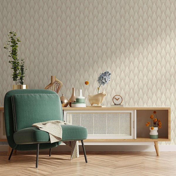 Timeless Geometric Deep Embossed Wallpaper, Ivory 3D Rich Textured Line Art Wall Accent, Durable, Washable - Walloro High End Wallcoverings & More