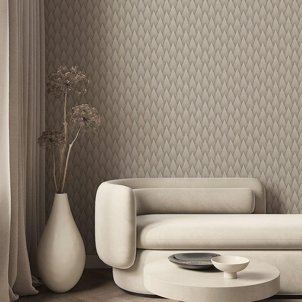 Timeless Geometric Deep Embossed Wallpaper, Light Neutral 3D Rich Textured Line Art Wall Accent, Durable, Washable - Walloro High End Wallcoverings & More
