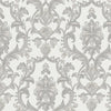 Timeless Ornate Embossed Wallpaper, Light Gray, Fabric Like, Rich 3D Textured Flocked Luxury Wallcovering Design, Non-Woven - Walloro High End Wallcoverings & More
