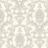 Timeless Ornate Embossed Wallpaper, White, Fabric Like, Rich 3D Textured Flocked Luxury Wallcovering Design, Non-Woven - Walloro High End Wallcoverings & More
