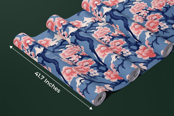 Traditional Japanese Kimono Wallpaper, Sakura Pattern Mural, Oversized Custom Size Wall Art, Non - Woven, Non - Adhesive, Modern Wall Paper, Removable - Adawall Wallpaper - Registered Trade Accounts Only, Wallpaper Wholesale Account - W77499 - Adawall Wholesale - Wallpaper Wholesaler