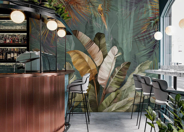 Tree Leaves Wall Mural, Green Extra Large Wallpaper, Custom Size Wall Covering, Non - Woven, Non - Adhesive, Removable, Washable, Modern Stylish - Adawall Wallpaper - Registered Trade Accounts Only, Wallpaper Wholesale Account - FJ316-1 - Adawall Wholesale - Wallpaper Wholesaler