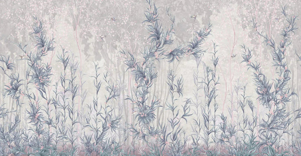 Tree Wall Mural, Blue Flowers Blossom Wallpaper, Extra Large Oversized Stylish Custom Size Wall Covering, Non - Woven, Non - Adhesive, Modern - Adawall Wallpaper - Registered Trade Accounts Only, Wallpaper Wholesale Account - SE317-2 - Adawall Wholesale - Wallpaper Wholesaler