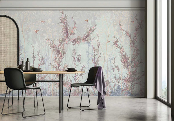 Tree Wall Mural, Light Gray Flowers Blossom Wallpaper, Extra Large Oversized Stylish Custom Size Wall Covering, Non - Woven, Non - Adhesive, Modern - Adawall Wallpaper - Registered Trade Accounts Only, Wallpaper Wholesale Account - SE317-1 - Adawall Wholesale - Wallpaper Wholesaler