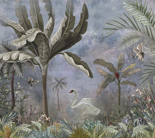 Trees Plants Tropical Nature Scene Wall Mural, Non - Woven, Customized Wallpaper, Non - Pasted, Washable, Store Decor, Removable, Home Decor - Adawall Wallpaper - Registered Trade Accounts Only, Wallpaper Wholesale Account - A302-3 - Adawall Wholesale - Wallpaper Wholesaler