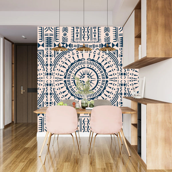 Tribal Aztec Wallpaper, Seamless Pattern Mural, Oversized Custom Size Wall Art, Non - Woven, Non - Adhesive, Modern Wall Paper, Removable - Adawall Wallpaper - Registered Trade Accounts Only, Wallpaper Wholesale Account - W77890 - Adawall Wholesale - Wallpaper Wholesaler