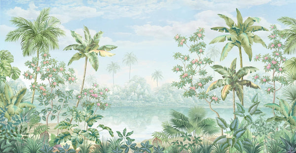 Tropic Flowers Wallpaper, Landscape Mural, Oversized Custom Size Wall Art, Non - Woven, Non - Adhesive, Modern Wall Paper, Removable - Adawall Wallpaper - Registered Trade Accounts Only, Wallpaper Wholesale Account - W77990 - Adawall Wholesale - Wallpaper Wholesaler