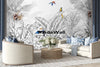 Tropical Animals Wallpaper, Black and White Drawing Wall Mural, Custom Size Wall Covering, Non - Woven, Non - Pasted, Removable, Art - Adawall Wallpaper - Registered Trade Accounts Only, Wallpaper Wholesale Account - FJ307-1 - Adawall Wholesale - Wallpaper Wholesaler