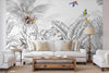 Tropical Animals Wallpaper, Black and White Drawing Wall Mural, Custom Size Wall Covering, Non - Woven, Non - Pasted, Removable, Art - Adawall Wallpaper - Registered Trade Accounts Only, Wallpaper Wholesale Account - FJ307-1 - Adawall Wholesale - Wallpaper Wholesaler