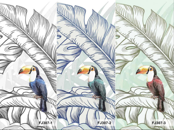 Tropical Animals Wallpaper, Blue Drawing Wall Mural, Custom Size Wall Covering, Non - Woven, Non - Pasted, Removable, Art - Adawall Wallpaper - Registered Trade Accounts Only, Wallpaper Wholesale Account - FJ307-2 - Adawall Wholesale - Wallpaper Wholesaler