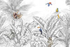 Tropical Animals Wallpaper, Blue Drawing Wall Mural, Custom Size Wall Covering, Non - Woven, Non - Pasted, Removable, Art - Adawall Wallpaper - Registered Trade Accounts Only, Wallpaper Wholesale Account - FJ307-2 - Adawall Wholesale - Wallpaper Wholesaler