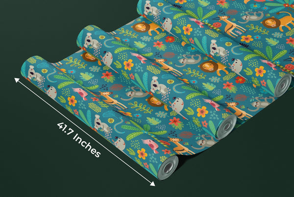 Tropical Animals Wallpaper, Green Background Mural, Oversized Custom Size Wall Art, Non - Woven, Non - Adhesive, Modern Wall Paper, Removable - Adawall Wallpaper - Registered Trade Accounts Only, Wallpaper Wholesale Account - W77542 - Adawall Wholesale - Wallpaper Wholesaler