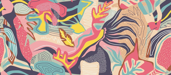 Tropical Floral Wallpaper, Abstract Mural, Oversized Custom Size Wall Art, Non - Woven, Non - Adhesive, Modern Wall Paper, Removable - Adawall Wallpaper - Registered Trade Accounts Only, Wallpaper Wholesale Account - W77593 - Adawall Wholesale - Wallpaper Wholesaler