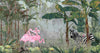 Tropical Forest Wall Mural, Flamingos, Zebra, Animals Wallpaper, Custom Size, Dark Green Oversized Print, Wall Art, Nature Theme, Jungle, Removable - Adawall Wallpaper - Registered Trade Accounts Only, Wallpaper Wholesale Account - A313-3 - Adawall Wholesale - Wallpaper Wholesaler