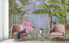 Tropical Forest Wall Mural, Flamingos, Zebra, Animals Wallpaper, Custom Size, Light Green Oversized Print, Wall Art, Nature Theme, Jungle, Removable - Adawall Wallpaper - Registered Trade Accounts Only, Wallpaper Wholesale Account - A313-1 - Adawall Wholesale - Wallpaper Wholesaler