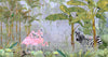 Tropical Forest Wall Mural, Flamingos, Zebra, Animals Wallpaper, Custom Size, Light Green Oversized Print, Wall Art, Nature Theme, Jungle, Removable - Adawall Wallpaper - Registered Trade Accounts Only, Wallpaper Wholesale Account - A313-1 - Adawall Wholesale - Wallpaper Wholesaler