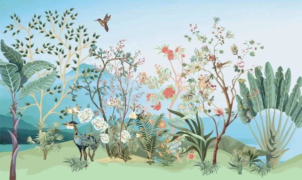 Tropical Jungle Wallpaper, Trees Mural, Oversized Custom Size Wall Art, Non - Woven, Non - Adhesive, Modern Wall Paper, Removable - Adawall Wallpaper - Registered Trade Accounts Only, Wallpaper Wholesale Account - W77706 - Adawall Wholesale - Wallpaper Wholesaler