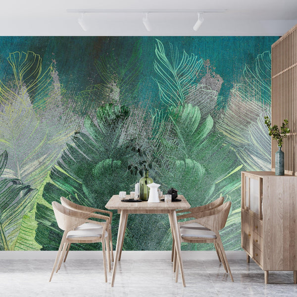 Tropical Leaves Wallpaper, Floral Background Mural, Oversized Custom Size Wall Art, Non - Woven, Non - Adhesive, Modern Wall Paper, Removable - Adawall Wallpaper - Registered Trade Accounts Only, Wallpaper Wholesale Account - W78139 - Adawall Wholesale - Wallpaper Wholesaler
