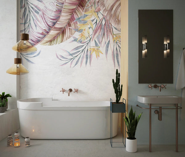 Tropical Leaves Wallpaper, Hummingbirds Mural, Oversized Custom Size Wall Art, Non - Woven, Non - Adhesive, Modern Wall Paper, Removable - Adawall Wallpaper - Registered Trade Accounts Only, Wallpaper Wholesale Account - W77814 - Adawall Wholesale - Wallpaper Wholesaler