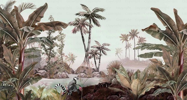 Tropical Nature Scene Wall Mural, Palm Tree, Wallpaper, Custom Size, Non - Woven, Modern Wall Paper, Non - Pasted, Washable, , Removable, Floral - Adawall Wallpaper - Registered Trade Accounts Only, Wallpaper Wholesale Account - A303-3 - Adawall Wholesale - Wallpaper Wholesaler