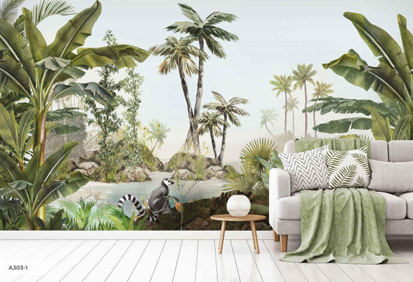 Tropical Nature Scene Wallpaper, Wall Mural, Custom Size, Non - Woven, Modern Wall Paper, Non - Pasted, Washable, Store, Removable, Wall Art - Adawall Wallpaper - Registered Trade Accounts Only, Wallpaper Wholesale Account - A303-1 - Adawall Wholesale - Wallpaper Wholesaler
