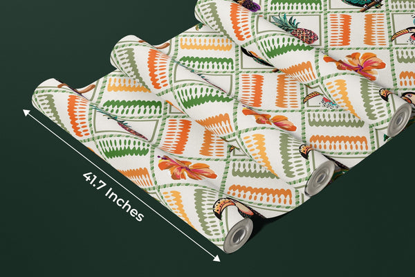 Tropical, Parrot, Pineapple Wallpaper, Seamless Pattern Mural, Oversized Custom Size Wall Art, Non - Woven, Non - Adhesive, Modern Wall Paper, Removable - Adawall Wallpaper - Registered Trade Accounts Only, Wallpaper Wholesale Account - W77859 - Adawall Wholesale - Wallpaper Wholesaler