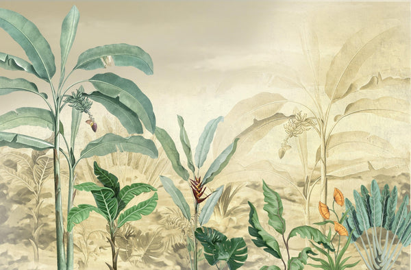Tropical Trees Wallpaper, Tropical Leaves Wall Mural, Oversized Custom Size Wall Art, Non - Woven, Non - Adhesive, Modern Wall Paper, Removable - Adawall Wallpaper - Registered Trade Accounts Only, Wallpaper Wholesale Account - W77480 - Adawall Wholesale - Wallpaper Wholesaler