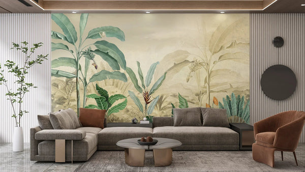 Tropical Trees Wallpaper, Tropical Leaves Wall Mural, Oversized Custom Size Wall Art, Non - Woven, Non - Adhesive, Modern Wall Paper, Removable - Adawall Wallpaper - Registered Trade Accounts Only, Wallpaper Wholesale Account - W77480 - Adawall Wholesale - Wallpaper Wholesaler