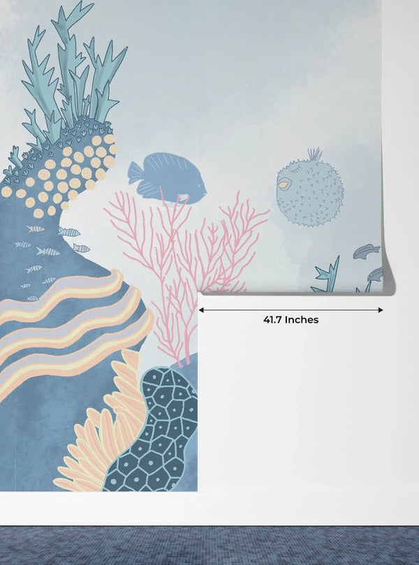 Under the Sea Wallpaper, Sea Animals Mural, Oversized Custom Size Wall Art, Non - Woven, Non - Adhesive, Modern Wall Paper, Removable - Adawall Wallpaper - Registered Trade Accounts Only, Wallpaper Wholesale Account - W77663 - Adawall Wholesale - Wallpaper Wholesaler