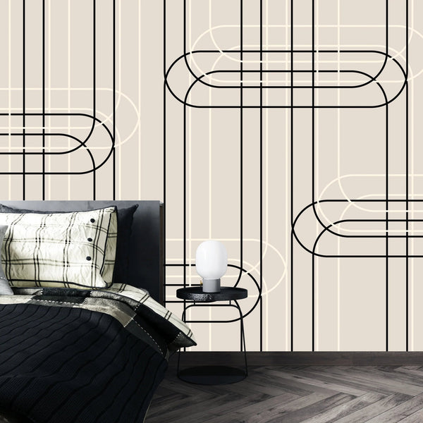 Vertical Lines, Oval Shapes Wallpaper, Seamless Pattern Mural, Oversized Custom Size Wall Art, Non - Woven, Non - Adhesive, Modern Wall Paper, Removable - Adawall Wallpaper - Registered Trade Accounts Only, Wallpaper Wholesale Account - W78194 - Adawall Wholesale - Wallpaper Wholesaler