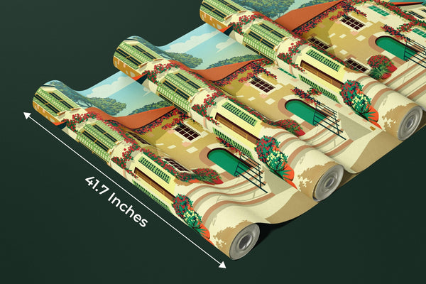 Village Square Wallpaper, Traditional Houses Mural, Oversized Custom Size Wall Art, Non - Woven, Non - Adhesive, Modern Wall Paper, Removable - Adawall Wallpaper - Registered Trade Accounts Only, Wallpaper Wholesale Account - W77771 - Adawall Wholesale - Wallpaper Wholesaler