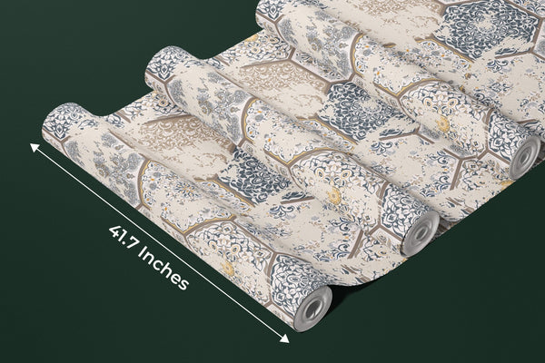 Vintage Tile Wallpaper, Hexagon Pattern Mural, Oversized Custom Size Wall Art, Non - Woven, Non - Adhesive, Modern Wall Paper, Removable - Adawall Wallpaper - Registered Trade Accounts Only, Wallpaper Wholesale Account - W77524 - Adawall Wholesale - Wallpaper Wholesaler