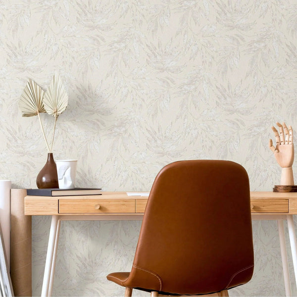 Washed White Leaf Wallpaper, Textured Faded Tree Leaves Wallcovering, Non - Pasted - Adawall Wallpaper - Registered Trade Accounts Only, Wallpaper Wholesale Account - 1012-1 - Adawall Wholesale - Wallpaper Wholesaler